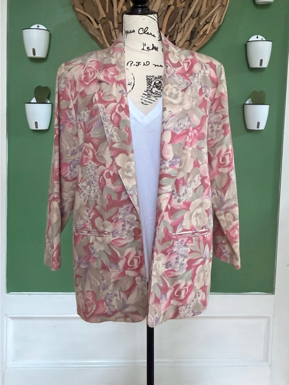 Southern Lady Pink and Cream Floral Blazer Jacket